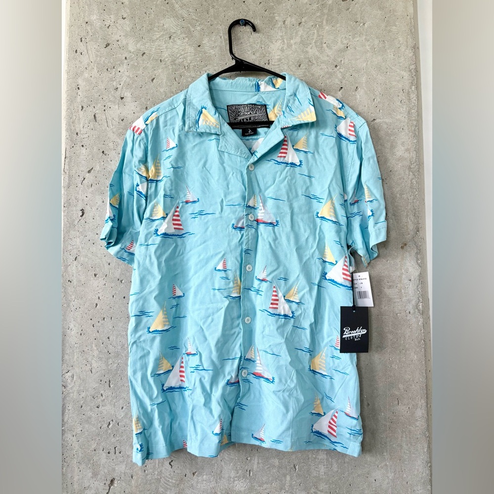 Brooklyn Cloth Sailboat Print Button Down Shirt Men’s Small